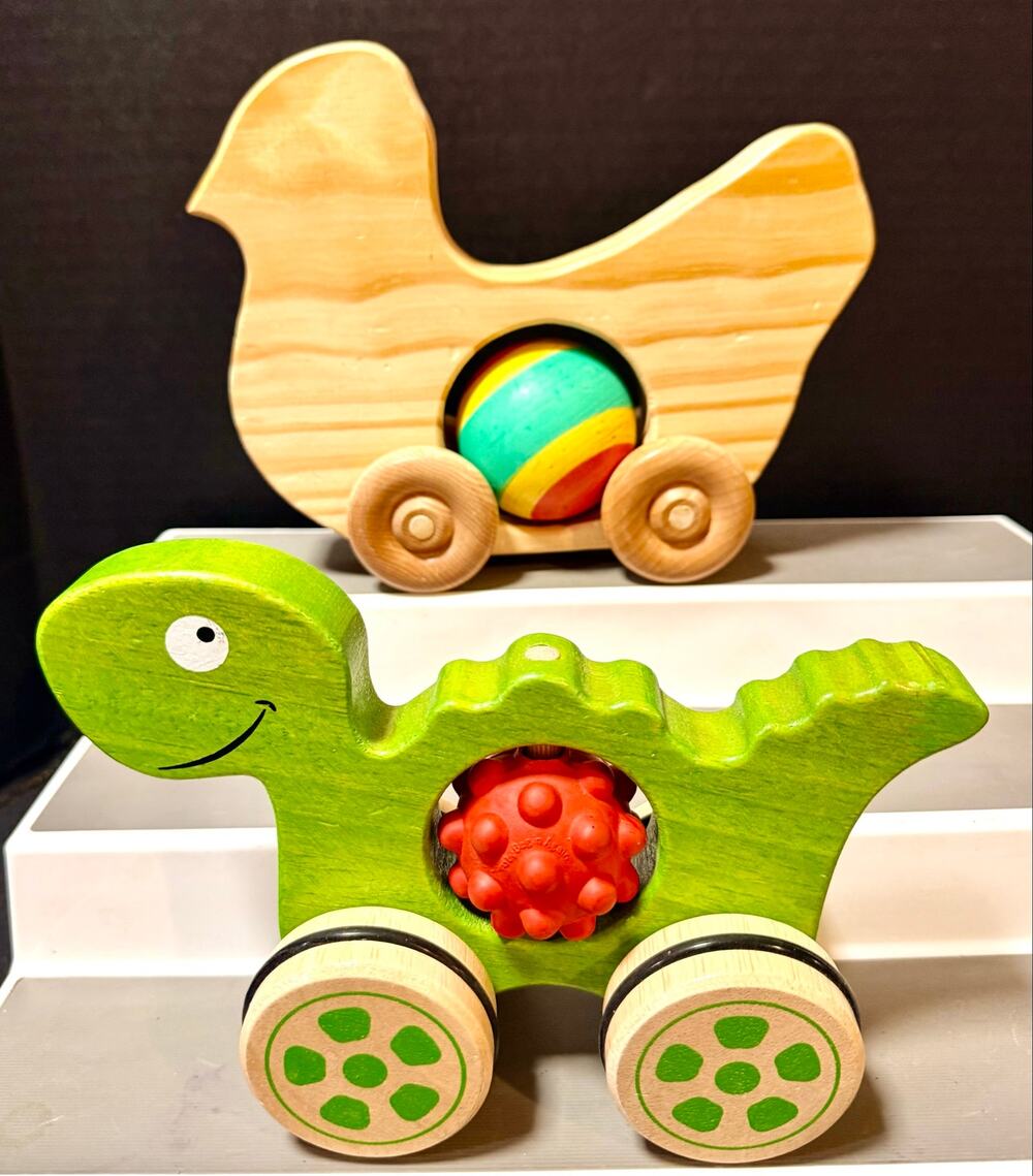 BeginAgain Nubble Rumblers Dino & wooden chicken with a ball In the belly